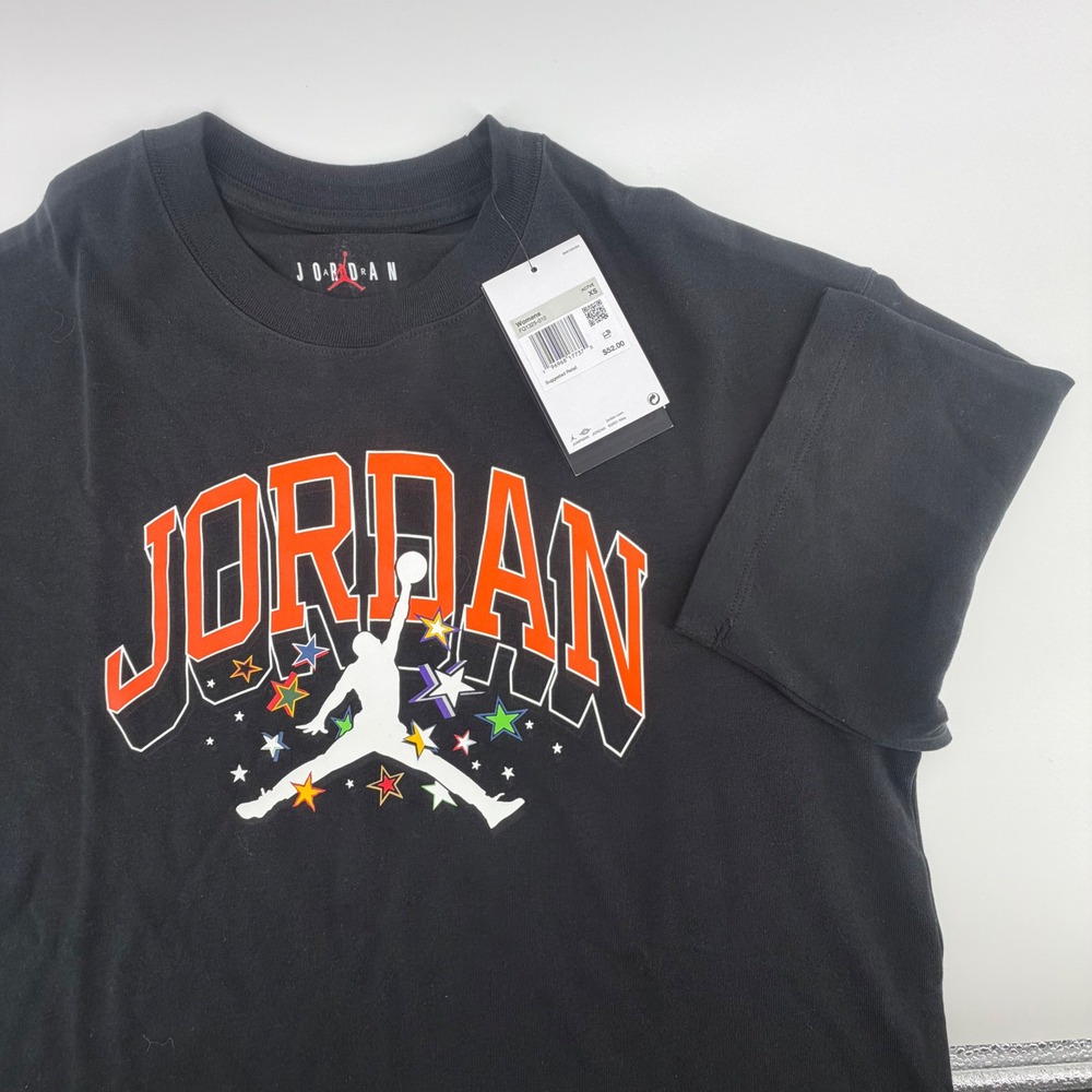 Jordan Womens Oversized Graphic TShirt Black Star Jumpman FD1329-010 Size XS NEW